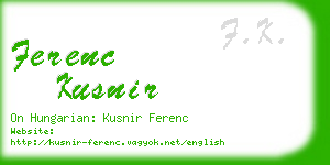ferenc kusnir business card